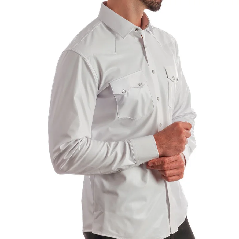 Barabas White Bright Polish Button Up Shirt