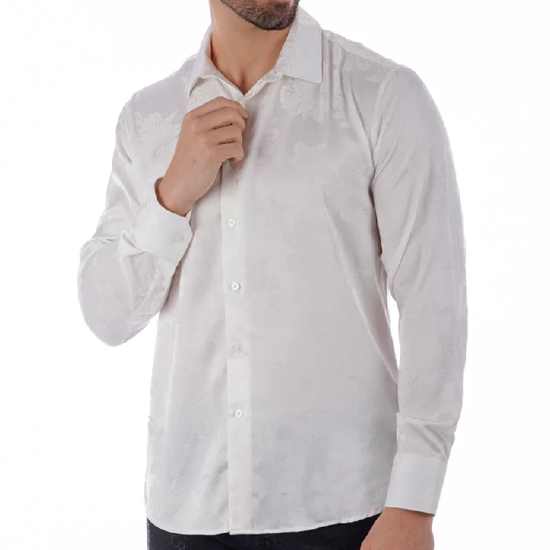 Barabas White Floral Button Up Shirt