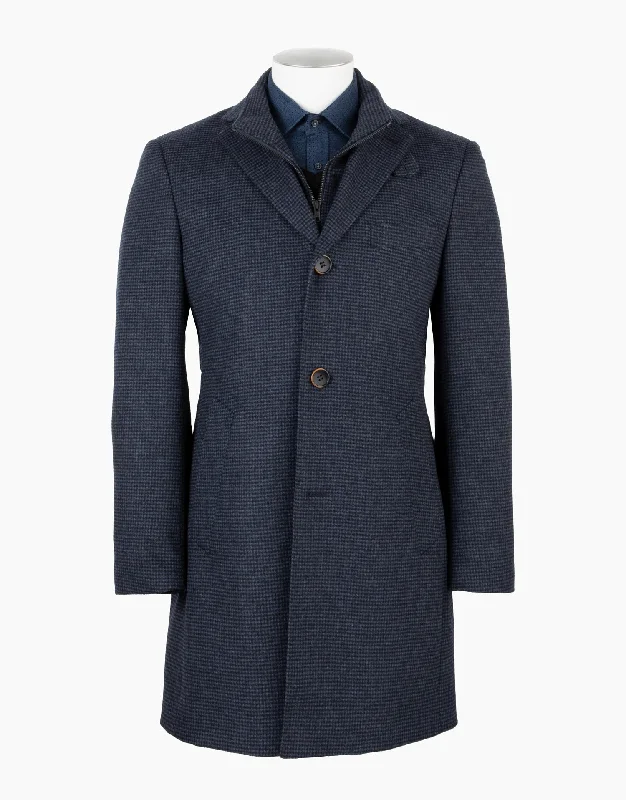 Compton Blue Houndstooth Overcoat