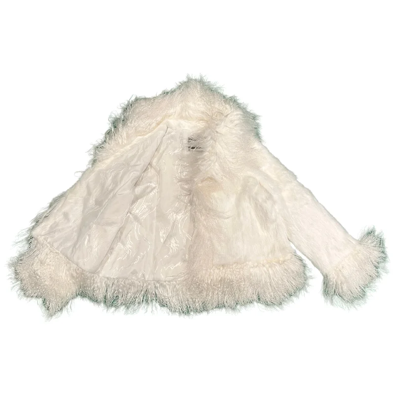 Kashani Women's White Rabbit / Mongolian Lamb Fur Jacket