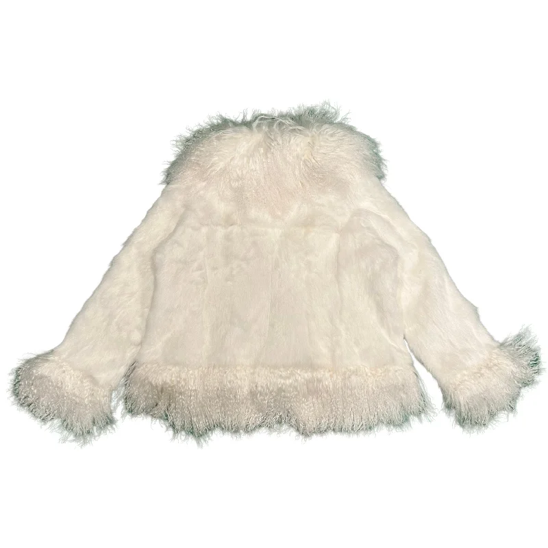 Kashani Women's White Rabbit / Mongolian Lamb Fur Jacket