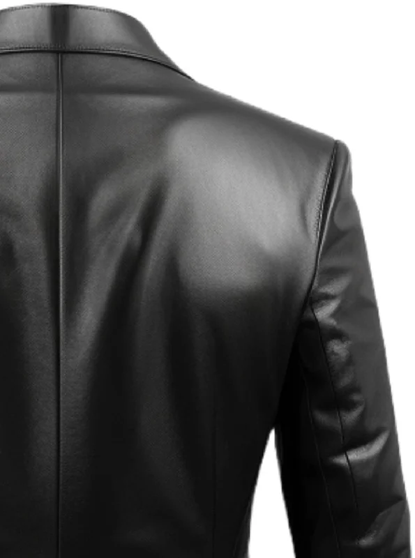 Men Black Biker Leather Blazer - Leather Coats for Men