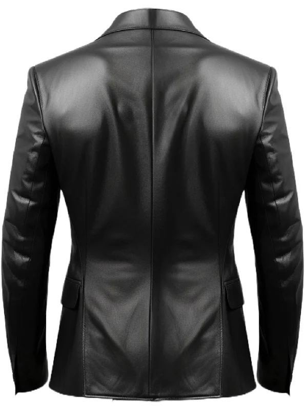 Men Black Biker Leather Blazer - Leather Coats for Men