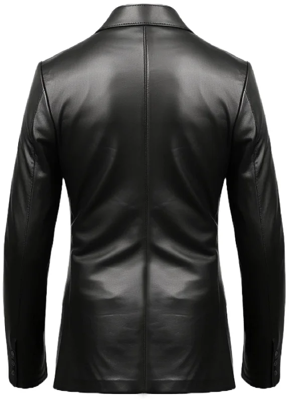 Men Designer Black Leather Blazer