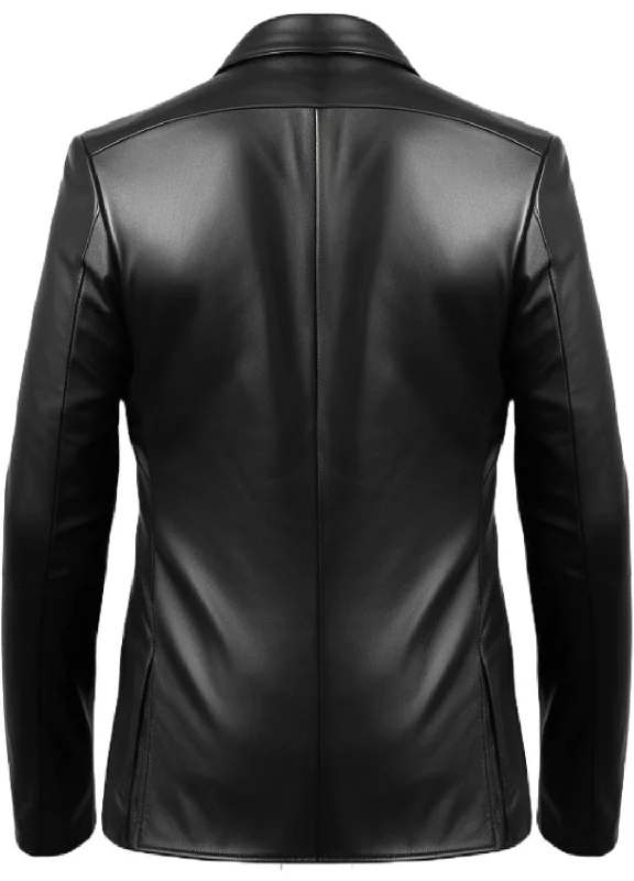 Men Black Stylish Designer Leather Blazer