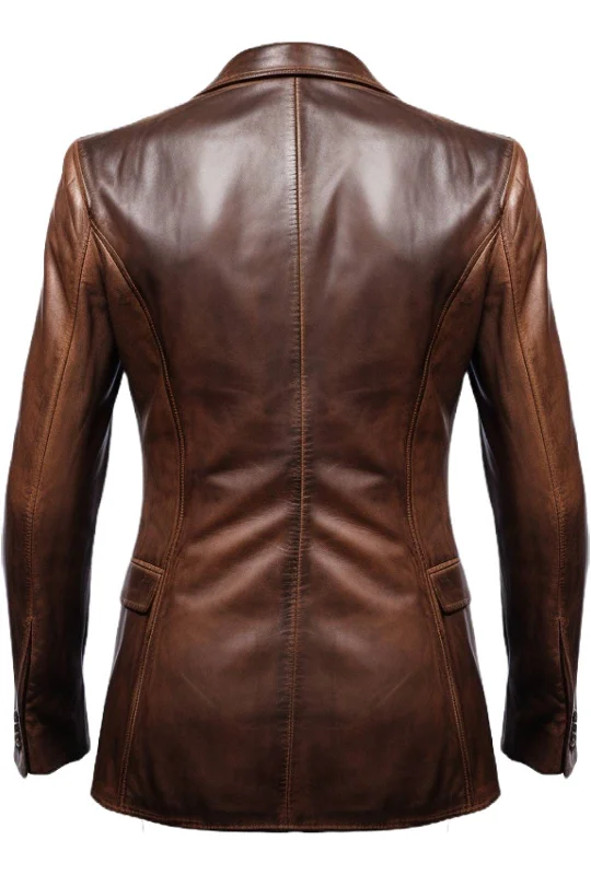 Men Stylish Distressed Brown Leather Blazer