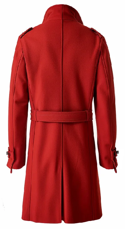 Men Stylish Red Wool Coat