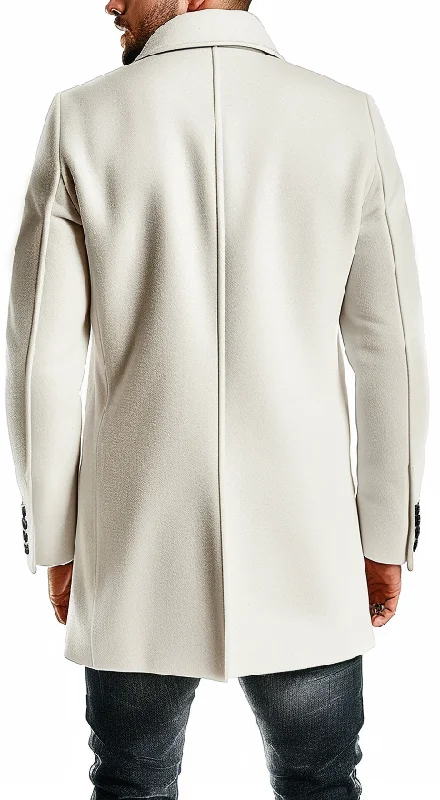 Men White Wool Coat