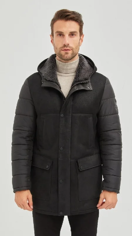 Alpine Hooded Shearling Sheepskin Coat