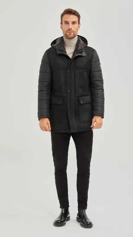 Alpine Hooded Shearling Sheepskin Coat