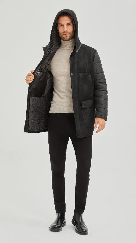 Alpine Hooded Shearling Sheepskin Coat