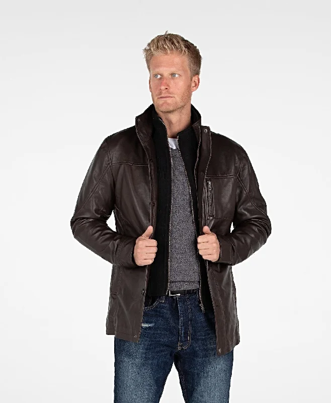 Mens Fancy Lambskin 4 Button Leather Coat