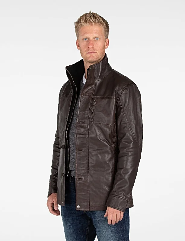 Mens Fancy Lambskin 4 Button Leather Coat