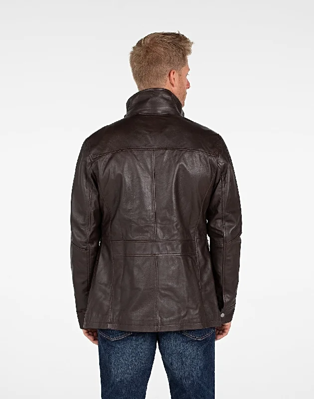 Mens Fancy Lambskin 4 Button Leather Coat