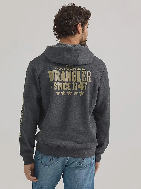 MENS WRANGLER 1947 LOGO BLACK HOODIE