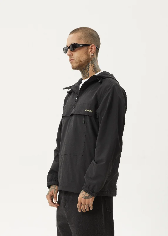 AFENDS Mens System - Water Resistant Spray Anorak Jacket - Black