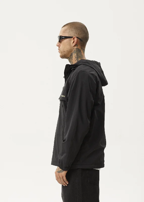 AFENDS Mens System - Water Resistant Spray Anorak Jacket - Black