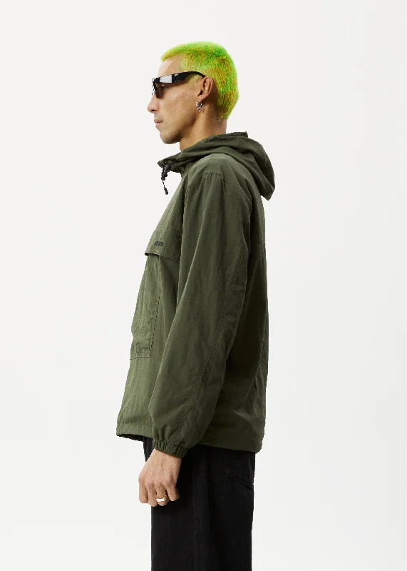 AFENDS Mens System - Water Resistant Spray Anorak Jacket - Military