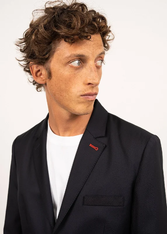 St Benoit wool cloth blazer - with tone on tone elbow patches (NAVY)