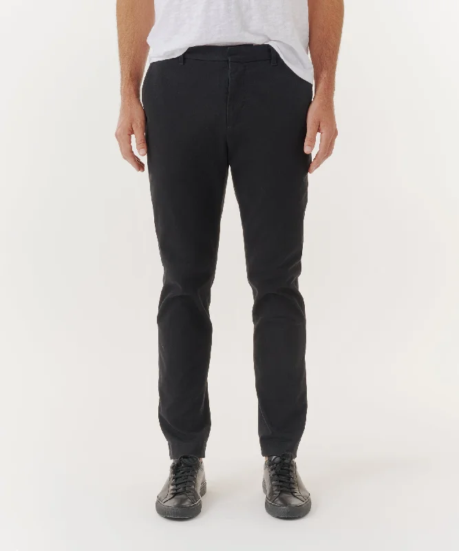 Cotton Twill Slim Pants - Black