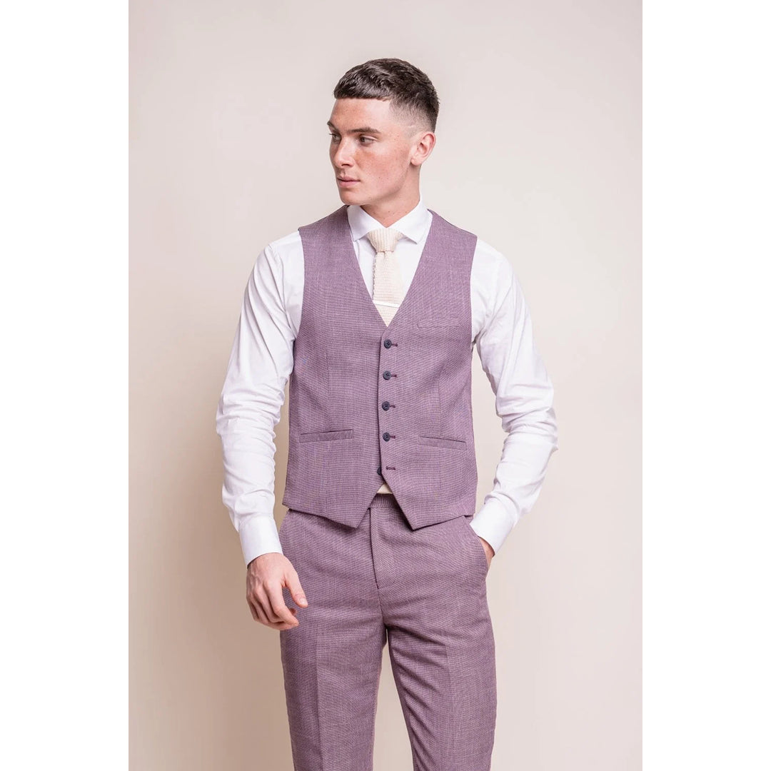 Miami - Men's Pink Slim Fit Summer Waistcoat