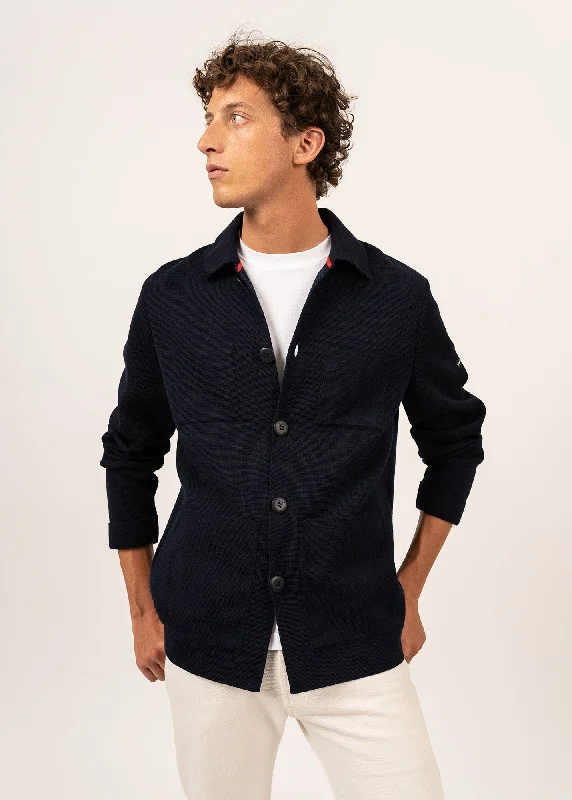 Cork buttoned jacket - in marine knit (MARINE)