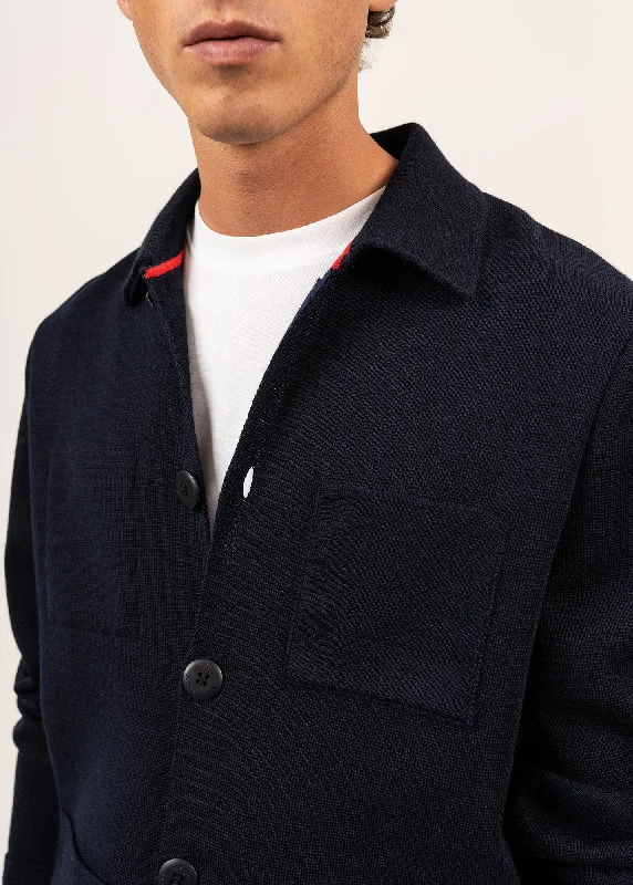 Cork buttoned jacket - in marine knit (MARINE)