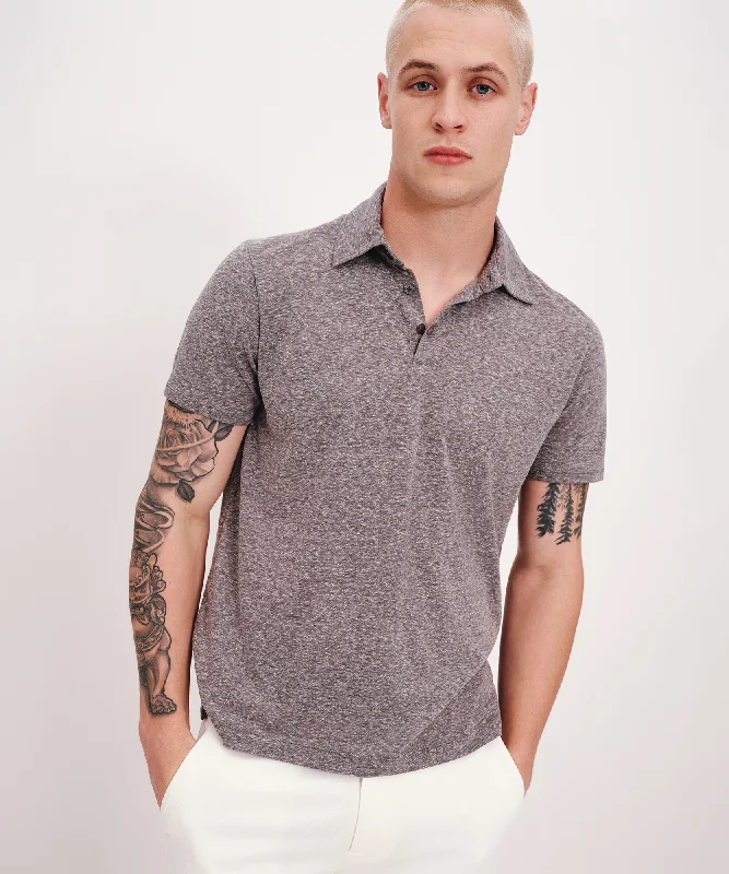 Heather Donegal Jersey Short Sleeve Polo - Heather Grey