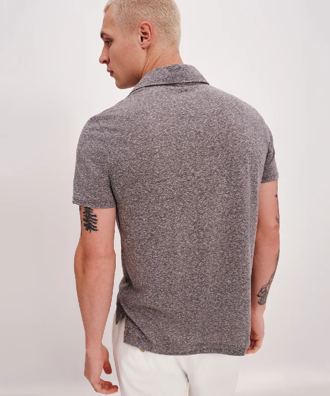 Heather Donegal Jersey Short Sleeve Polo - Heather Grey