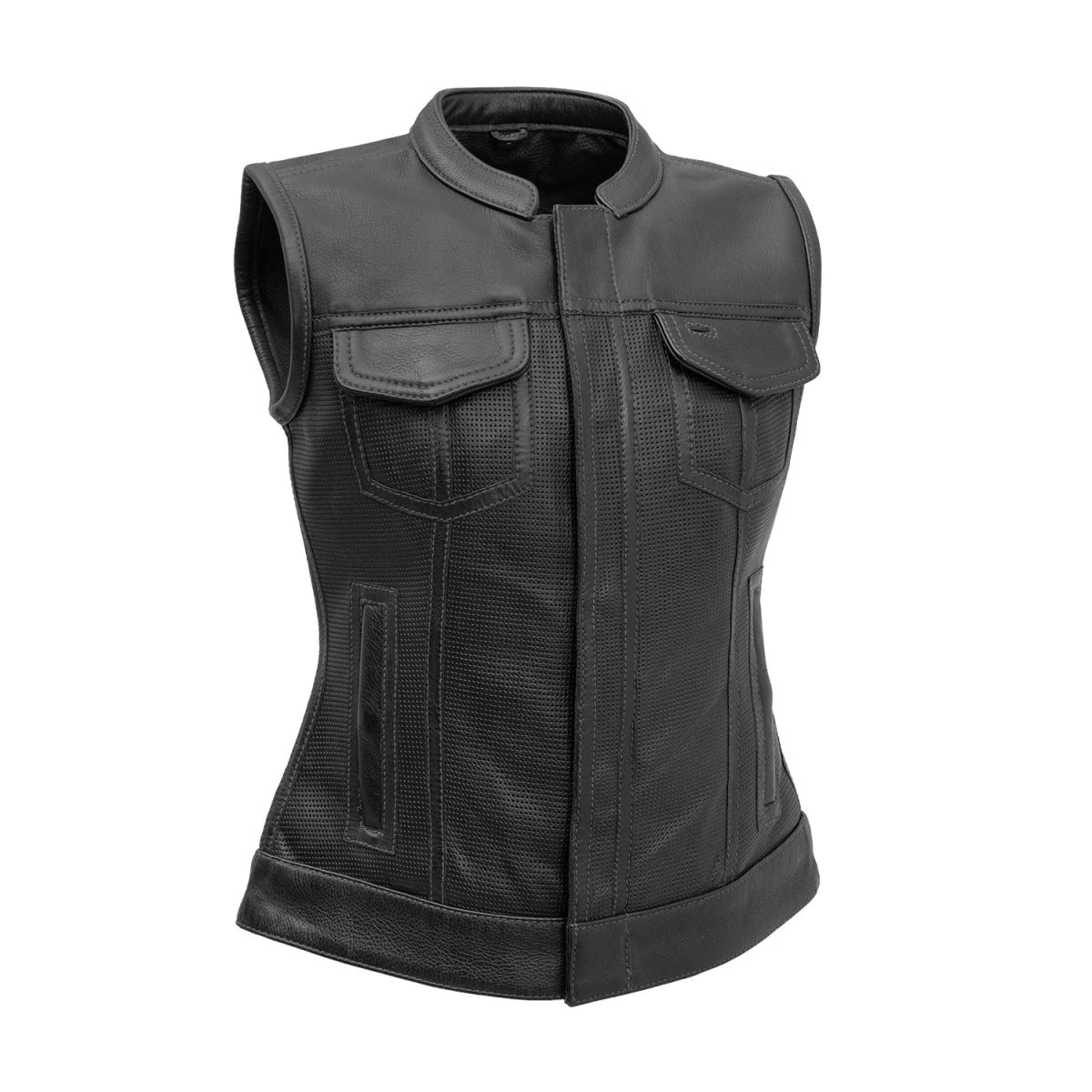 Jessica Perforated Women's Motorcycle Leather Vest