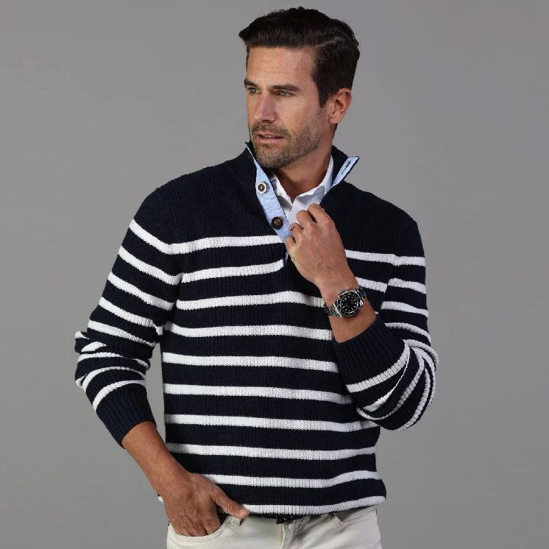 Kennebunkport Navy and White Stripe Cotton Sweater