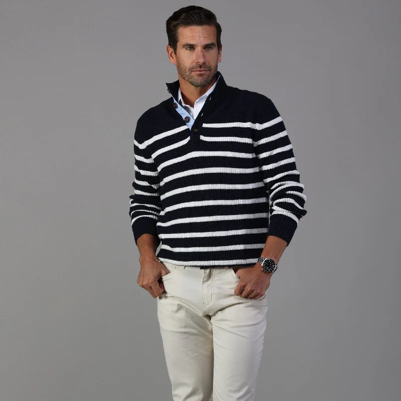 Kennebunkport Navy and White Stripe Cotton Sweater