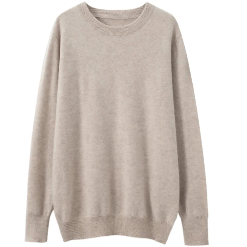 Solid Crew Neck Cashmere Sweater