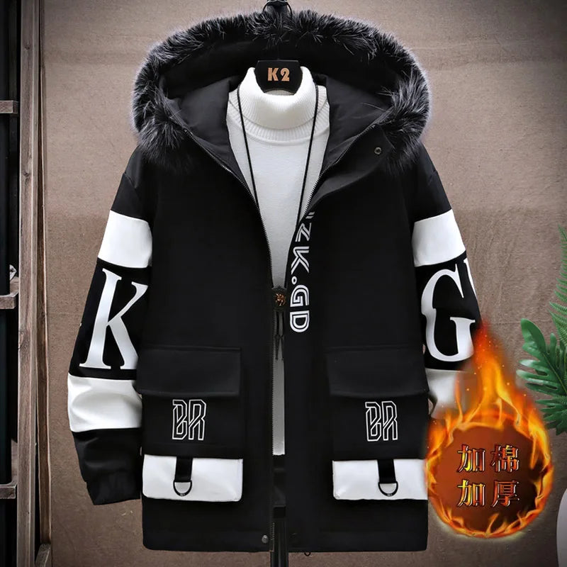 Men's Autumn, Winter New Fashion Trend Printed Large Size Jacket