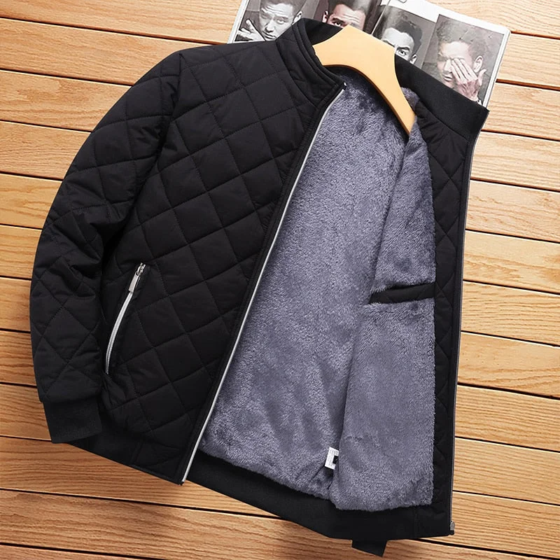 Men's Jacket Stand Collar Jacket Parka Winter Fleece Warm Jackets