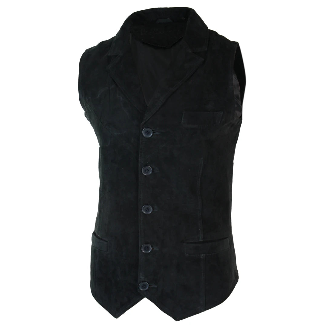 Men's Suede Leather Vest Tan Brown Black Wine Waistcoat