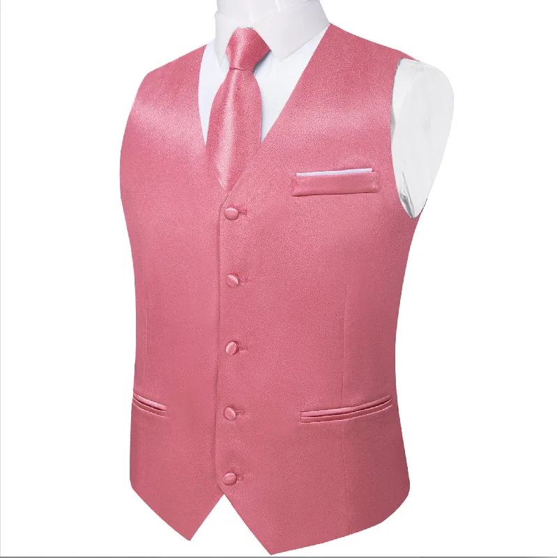 Novetly Pink Solid  Satin Vest Waistcoat Set- MJ-0650