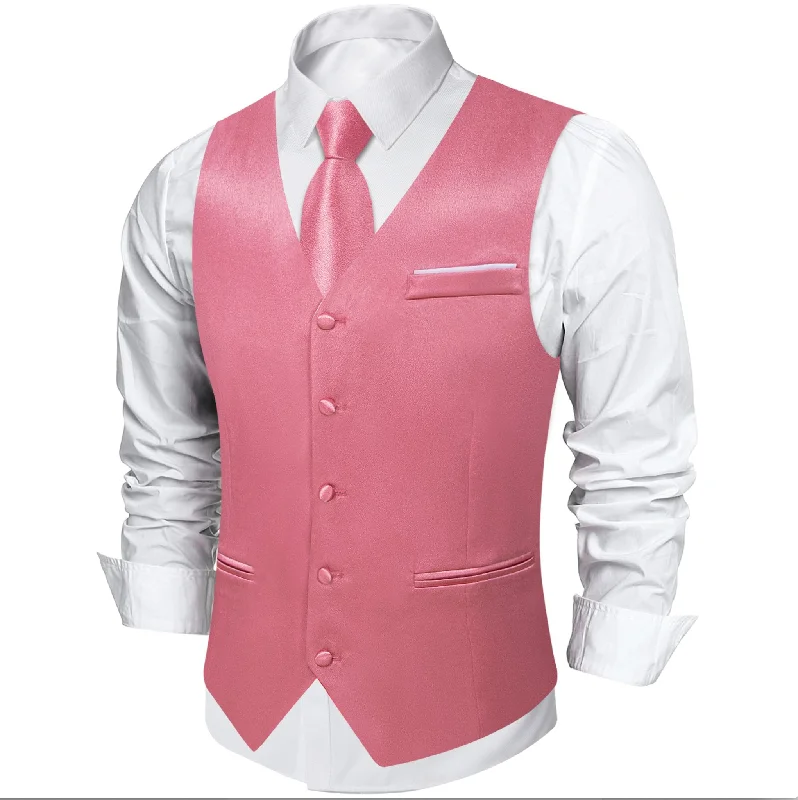 Novetly Pink Solid  Satin Vest Waistcoat Set- MJ-0650