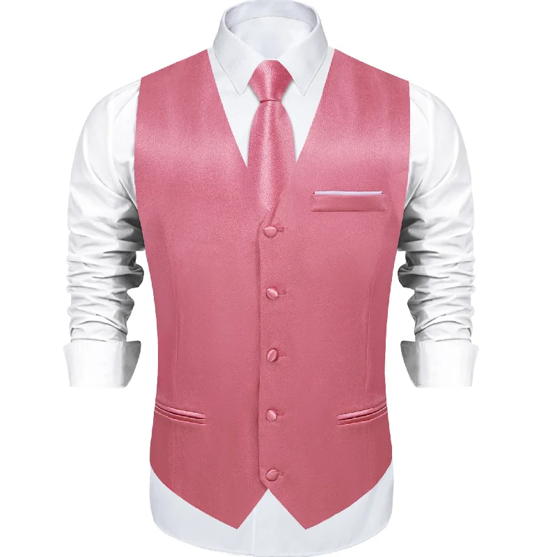 Novetly Pink Solid  Satin Vest Waistcoat Set- MJ-0650