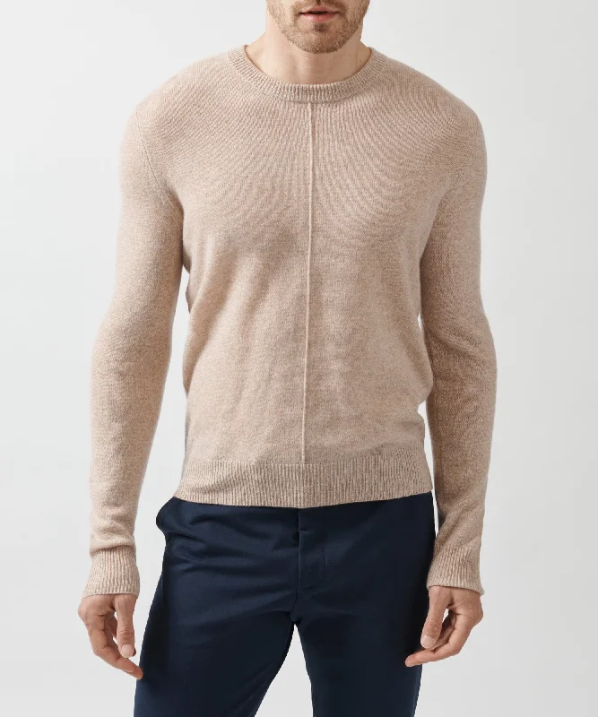 Recycled Cashmere Exposed Seam Crew Neck Sweater - Caramel