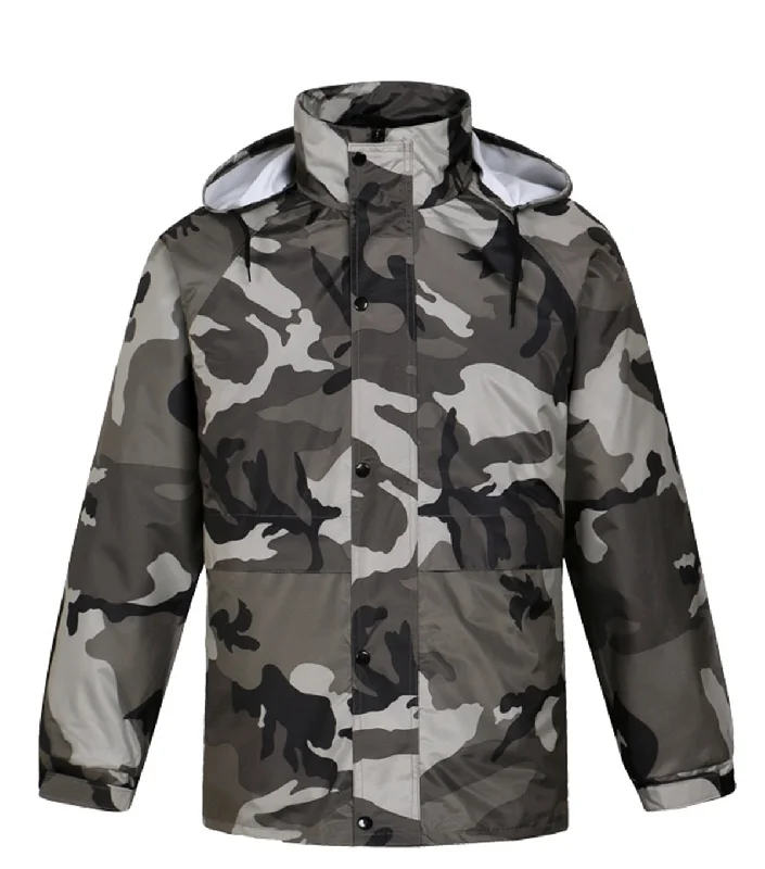 Romano nx 100% Waterproof Camouflage Rain Coat Men Heavy Duty Double Layer Hooded with Jacket and Pant in a Storage Bag