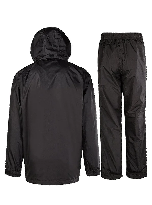 Romano nx 100% Waterproof Heavy Duty Double Layer Hooded Rain Coat Men with Jacket and Pant in a Storage Bag