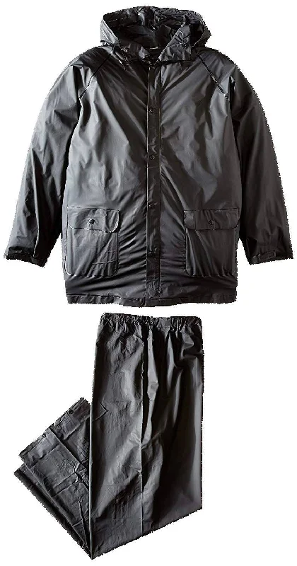 Romano nx 100% Waterproof Heavy Duty Double Layer Hooded Rain Coat Men with Jacket and Pant in a Storage Bag