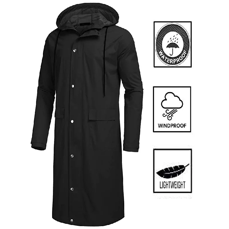 Romano nx 100% Waterproof Heavy Duty Double Layer Hooded Long Raincoat Men in a Storage Bag