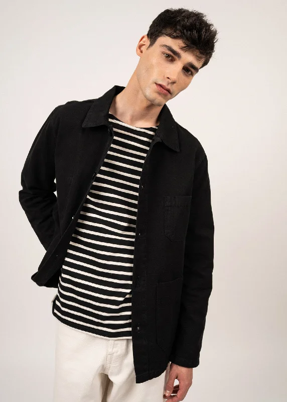 Sirocco fisherman's jacket - buttoned, in cotton canvas (NOIR)