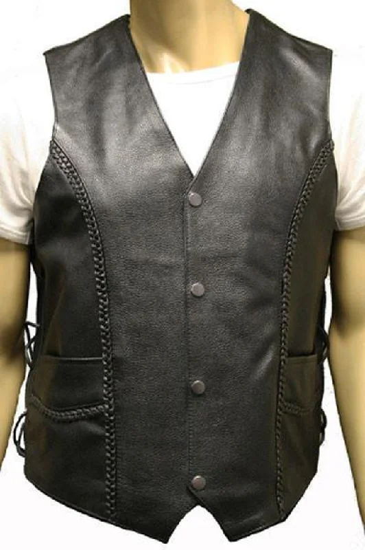 Lace Side Woven Plait Biker Waistcoat