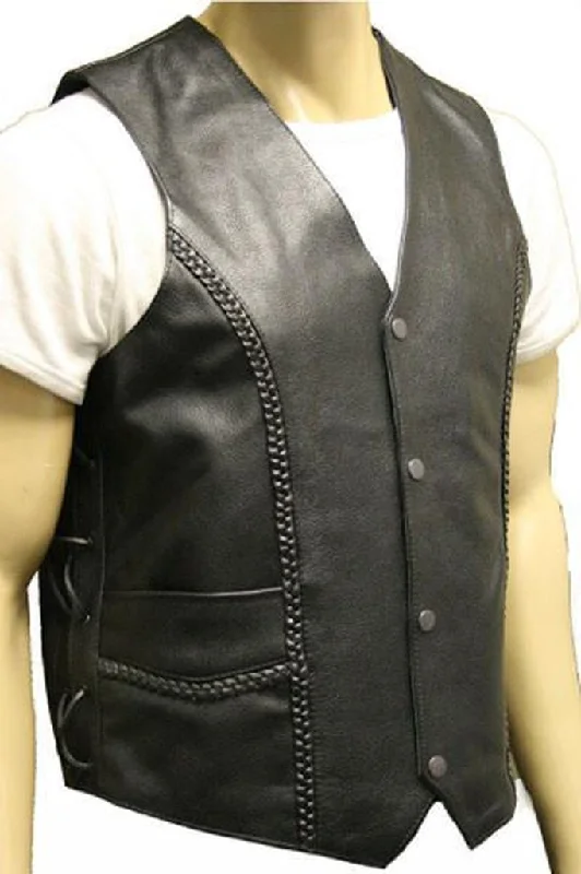 Lace Side Woven Plait Biker Waistcoat