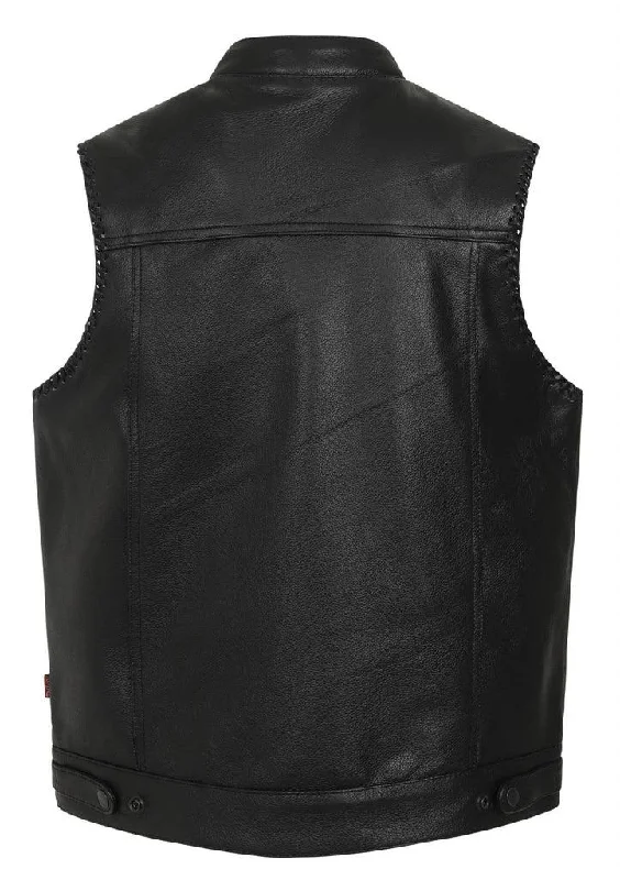 Skyler Leather Perforated Panels Biker Vest