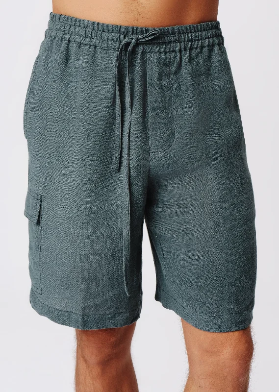 Linen with Wash Cargo Shorts - Slate