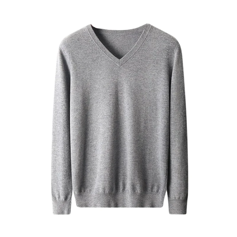 Solid V-Neck Merino-Cashmere Sweater